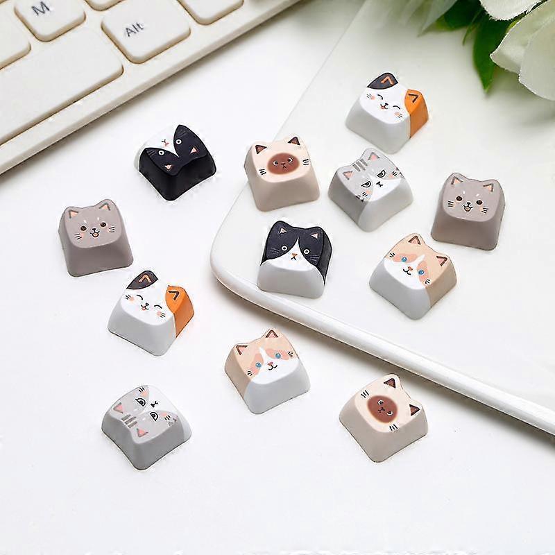 10PCS Cat Keycap Switch Tester User-Friendly Cute Keyboard Accessory for Mechanical Keyboard Newbies Switch Testing Use