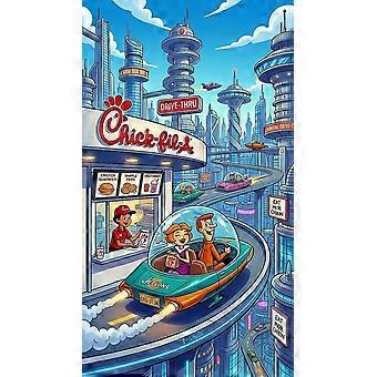 George and Jane Jetson at the Chick-fil-A drive thru jigsaw puzzle game for adults and kids SX-365