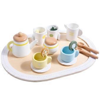 Wooden Tea Set with Tray Young Child Tea Set with Tray Little Girls