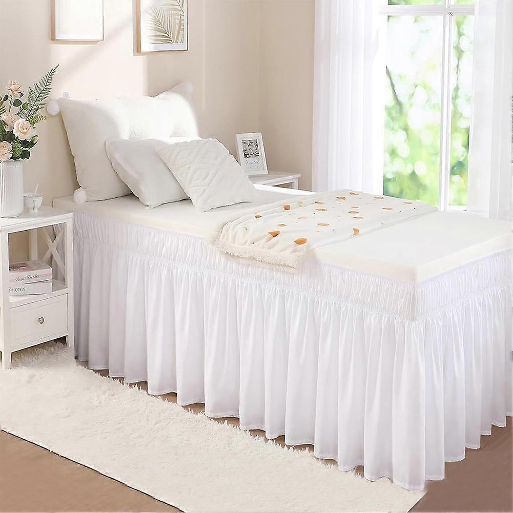 White Ruffled Bed Skirt Twin Elastic