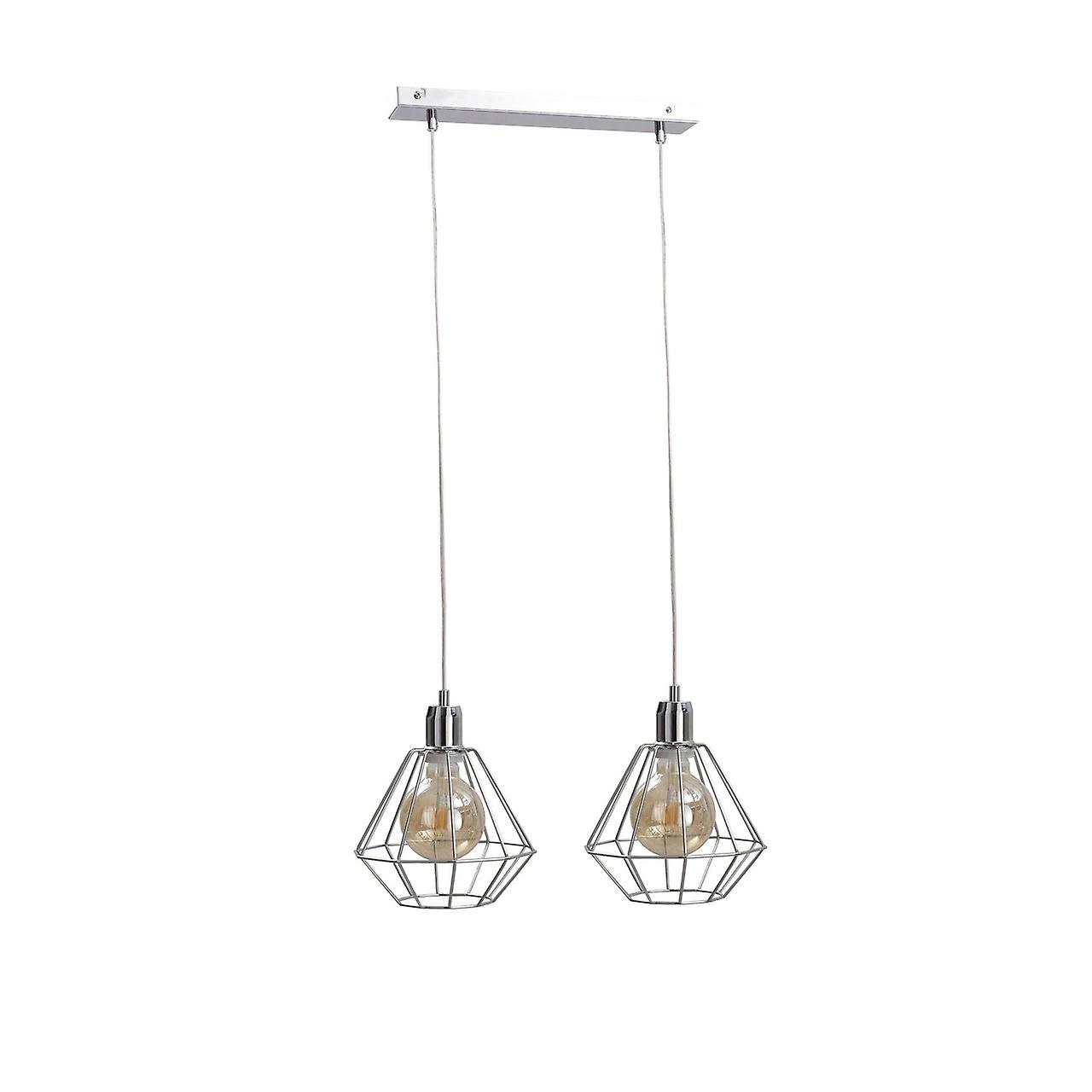 Foskal Bar Pendant Ceiling Light Silver, 50cm, 2x E27