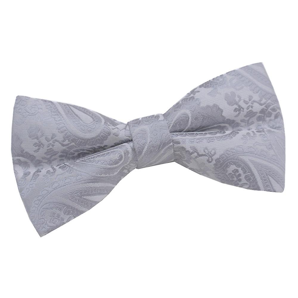 Silver Paisley Pre-Tied Bow Tie