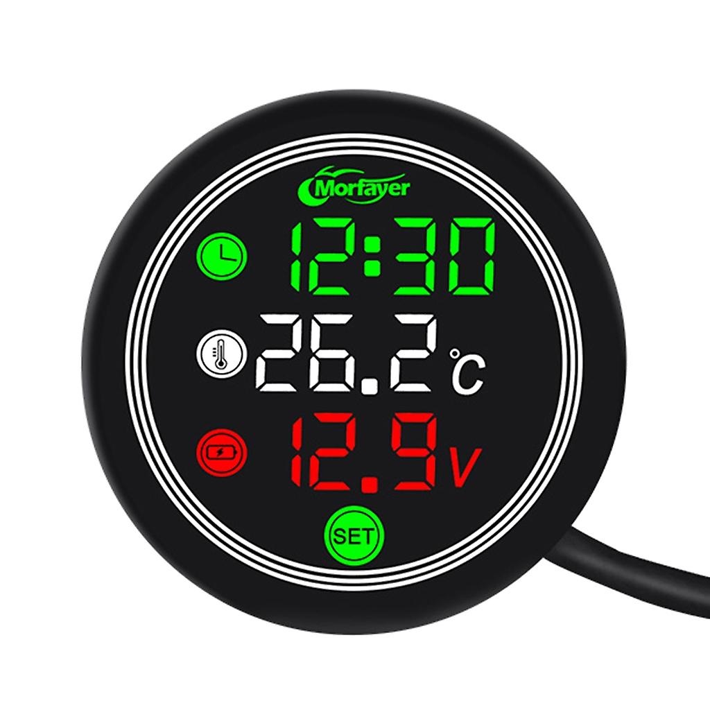 Motorcycle Water/Air Temperature Voltage Timer Time Meter LED Digital Display
