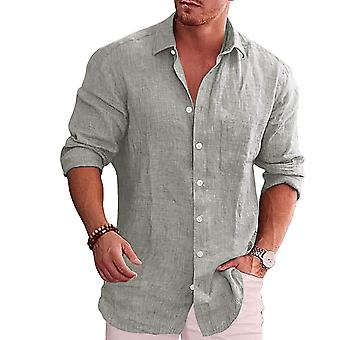 knee length dresses for ladies Men's Long-Sleeved Shirts l Summer Solid Color l Stand .Casual Beach main image 1