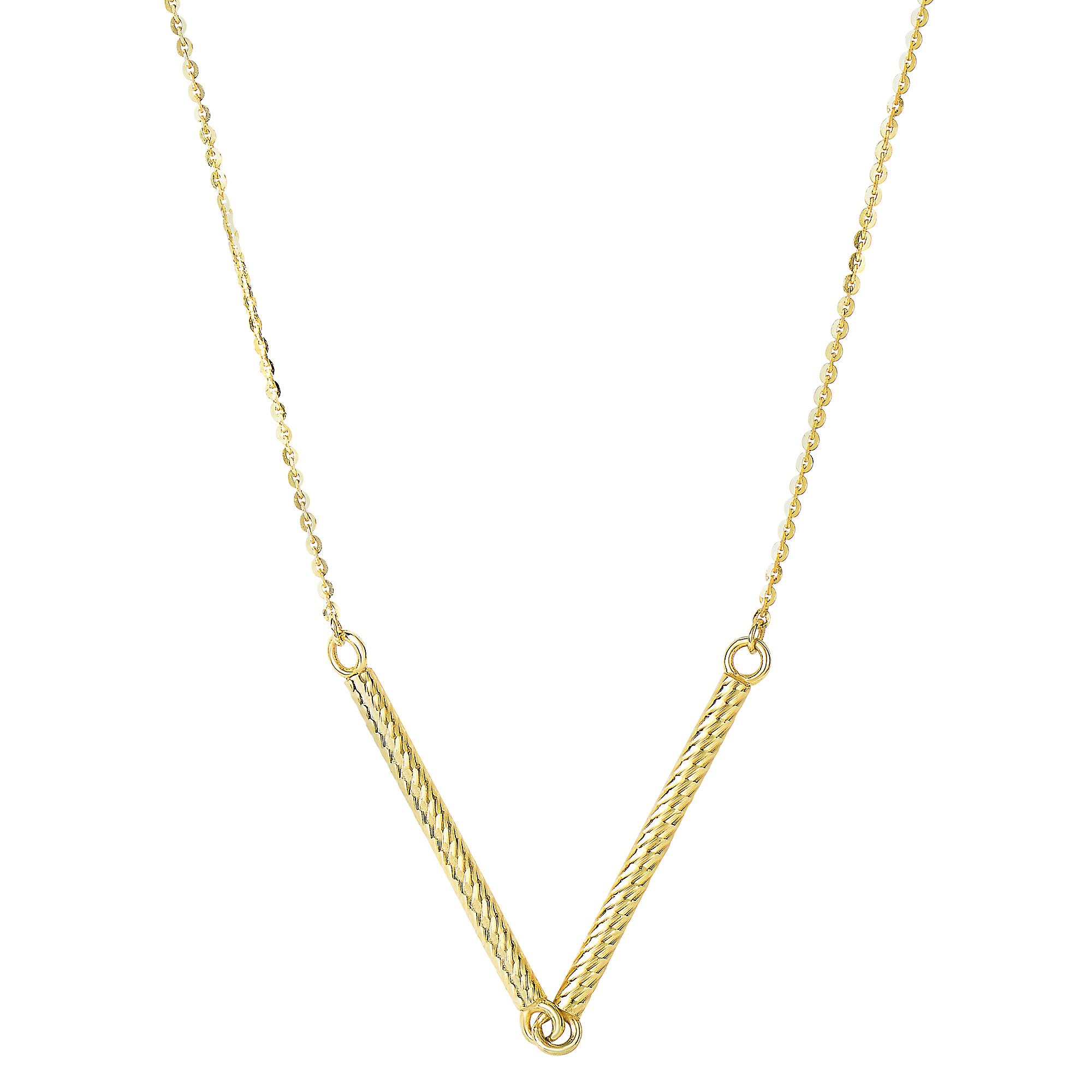 14k 黄金圆柱形吊坠项链，18 英寸