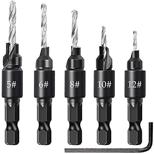Countersink Drill Bit Set, 5Pcs Replaceable Countersink Drill Bits, Countersink Drill Bit Set, Wood