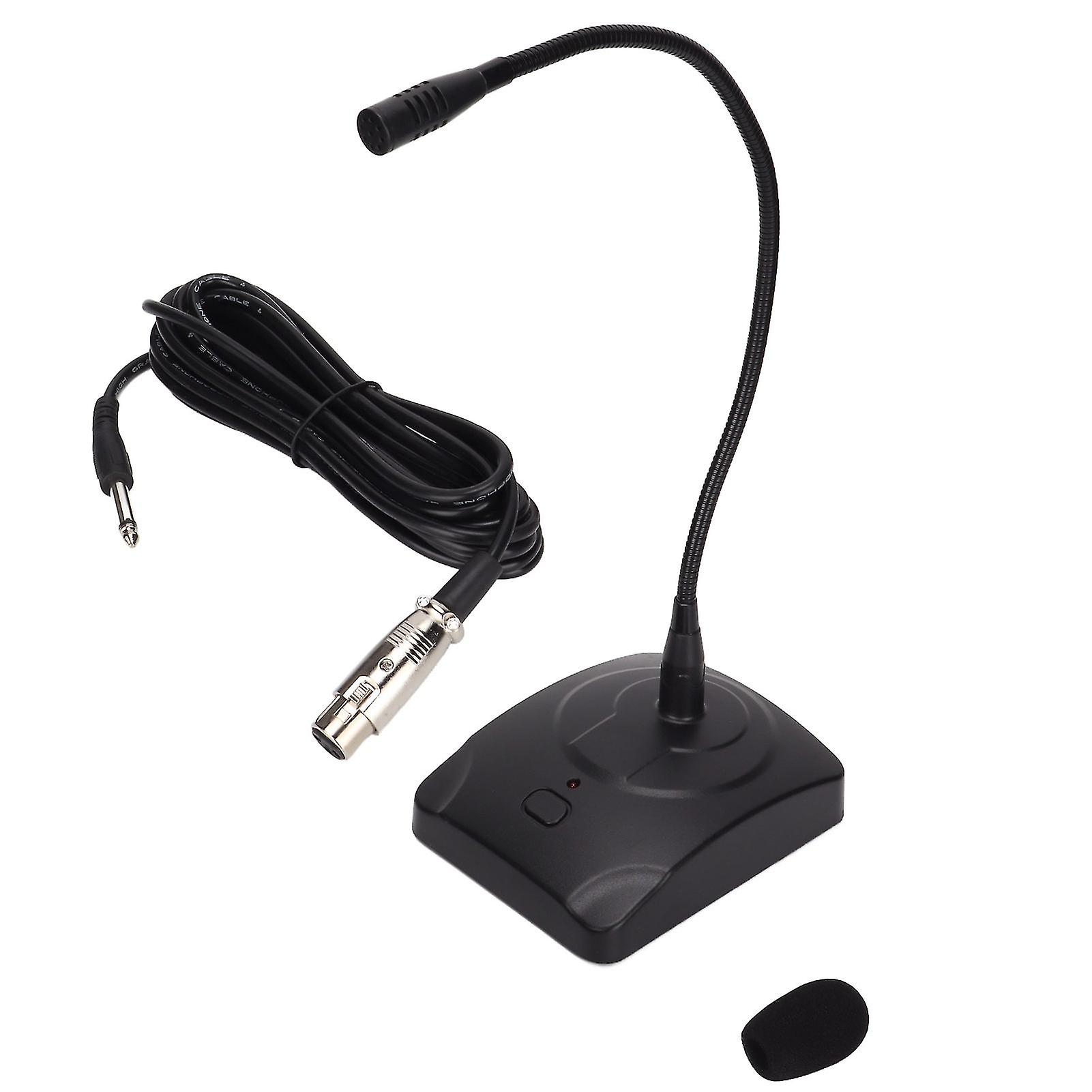 Gooseneck Wired Microphone Adjustable Black Desk Meeting Microphone with XLR to 6.35mm Cable for Broadcast Recording