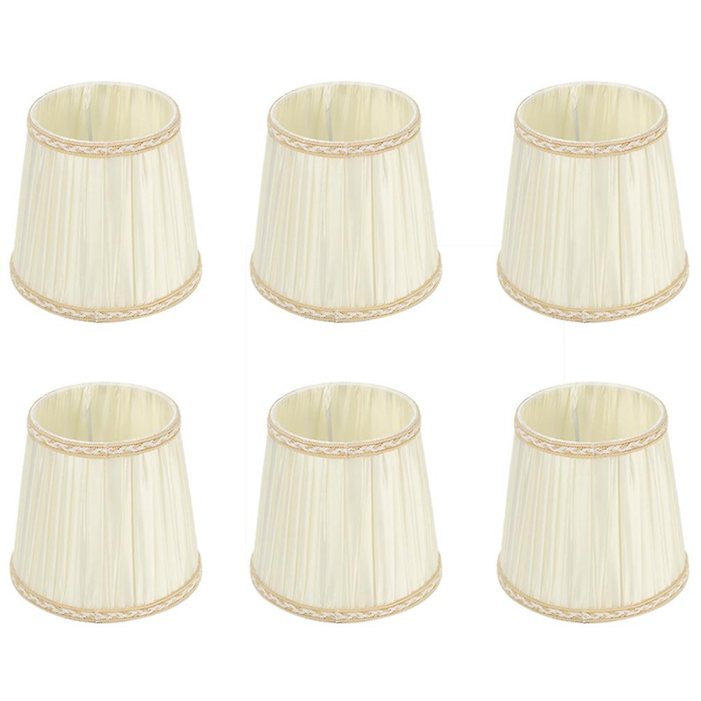 6Pcs Fabric Cloth Fabric Lampshade Lamp Cover Replacement for E14 Chandelier Wall Lamps Beige