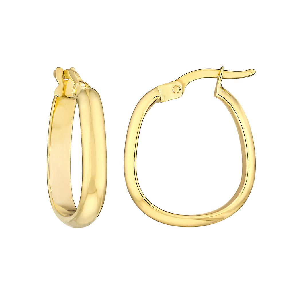 Or jaune 10 carats 13,7 mm Off rond poli boucles d’oreilles-boucle d’oreille pour femme