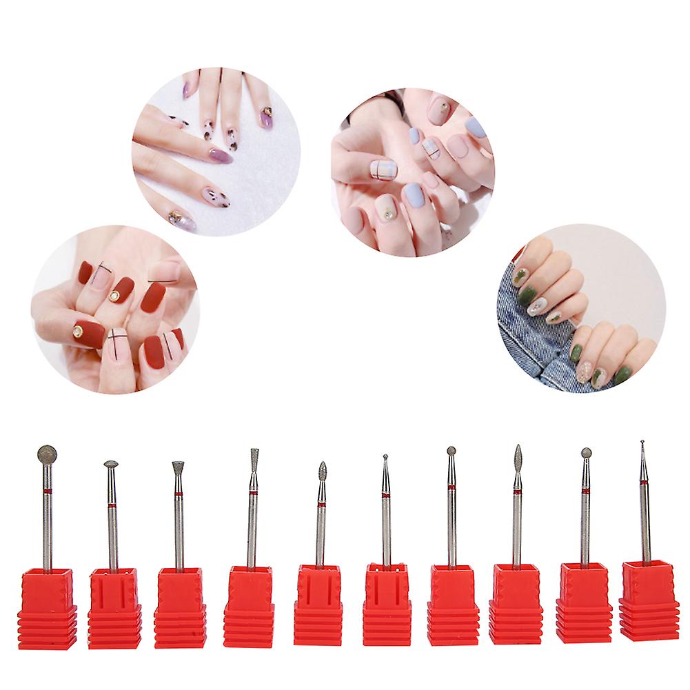 10Pcs Nail Drill Bits Emery Polishing Burr Set Type A Manicure