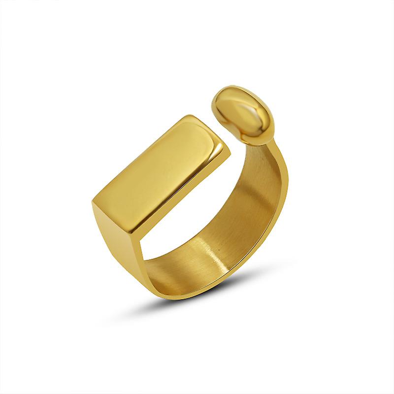 Simple geometric ring, titanium steel open ring, gold women's ring