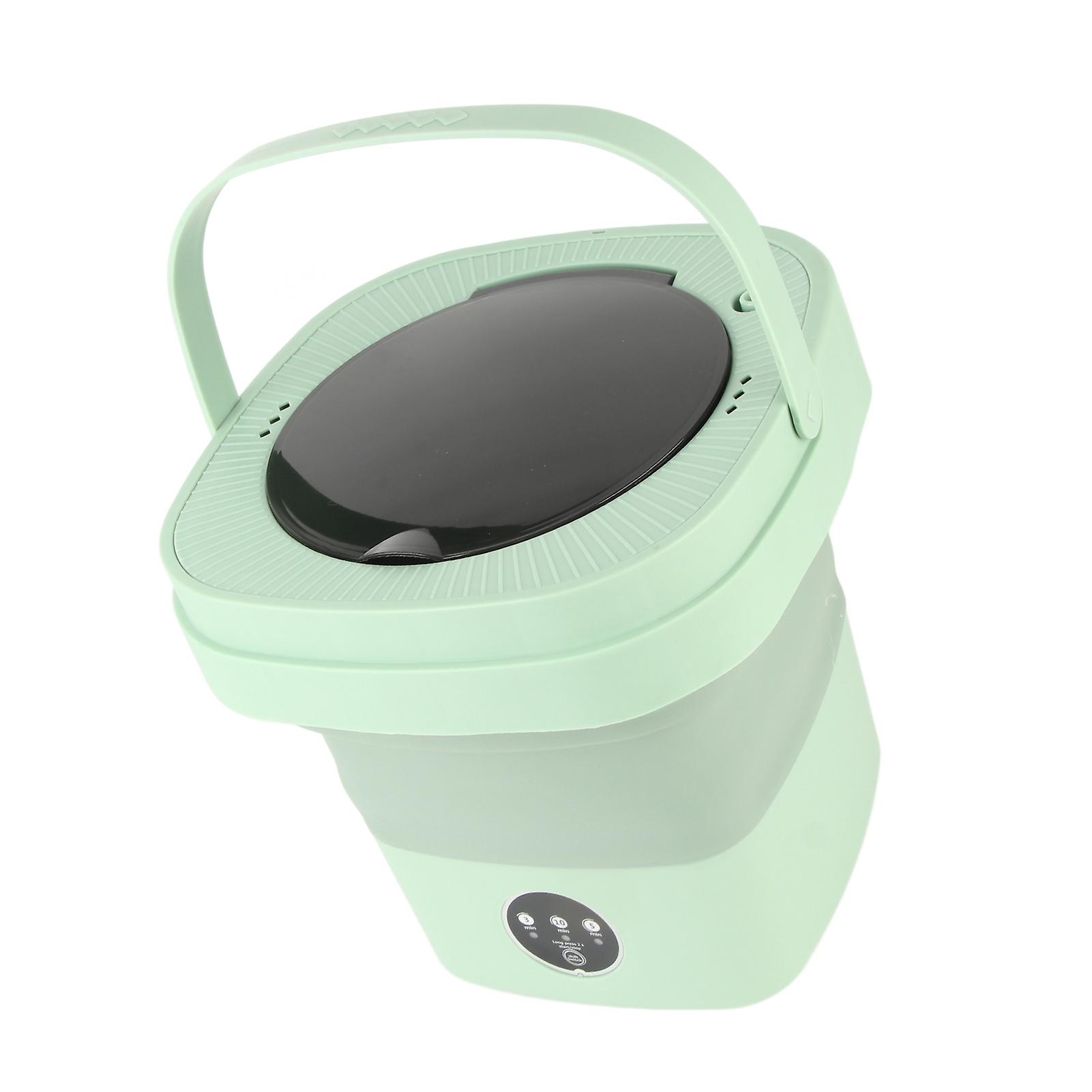 Folding Washing Machine Full Automatic Small Underwear Foldable Washer for Dormitory EU Plug 100?240V Green