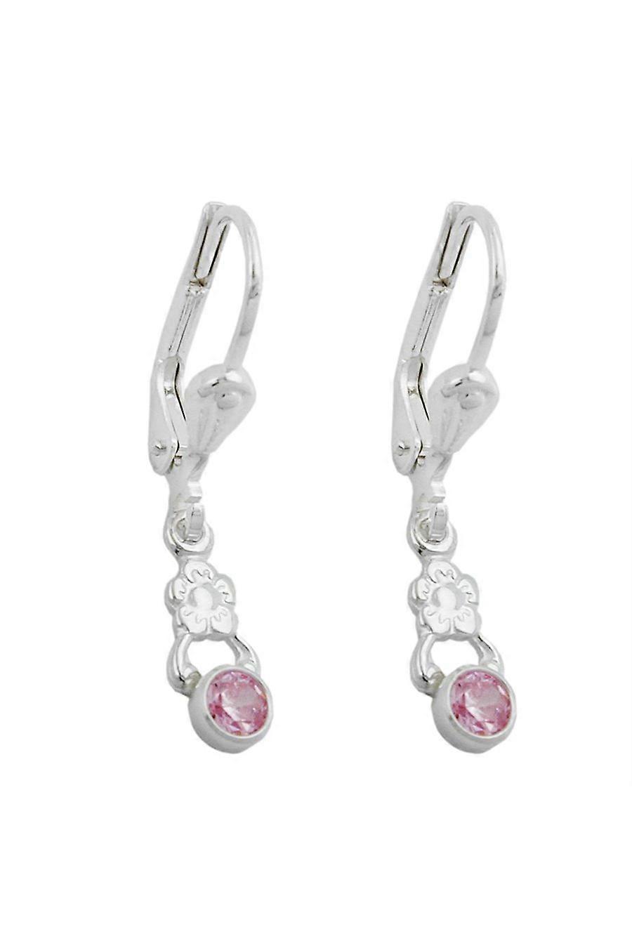 Leverback Earring Flower Pink Silver 925 - Gl90796