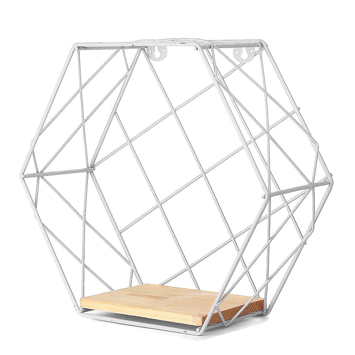 Diy Wall-mounted Display Shelf Rack Floating Storage Iron Wood Organizer