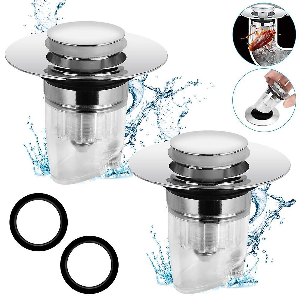 2pcs Universal Bathroom Sink Stopper Drain Filter Core Push Plug Bounce Pop