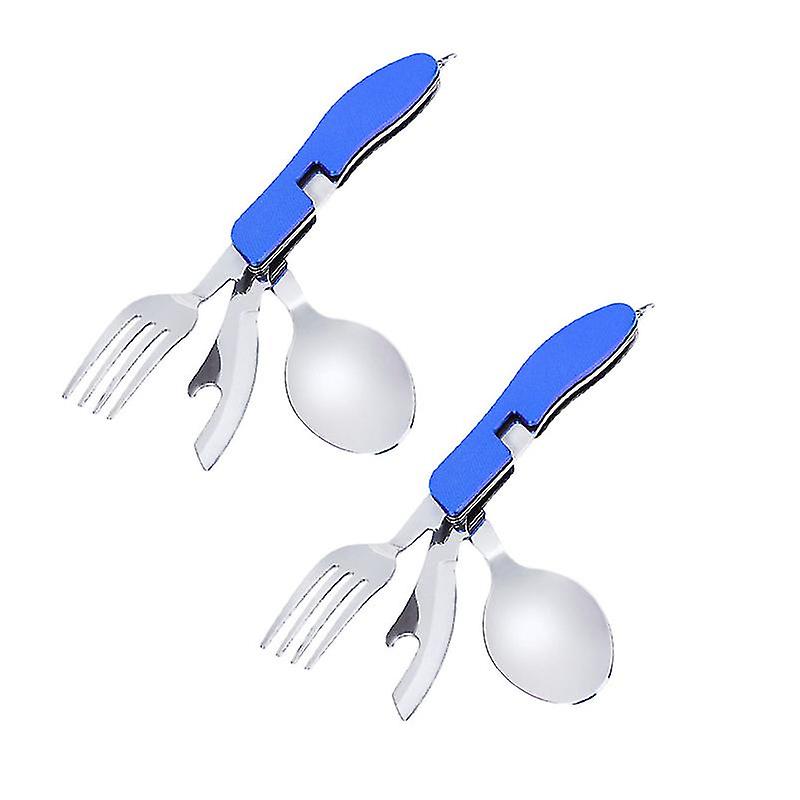 2pcs Folding Fork Spoon Knife