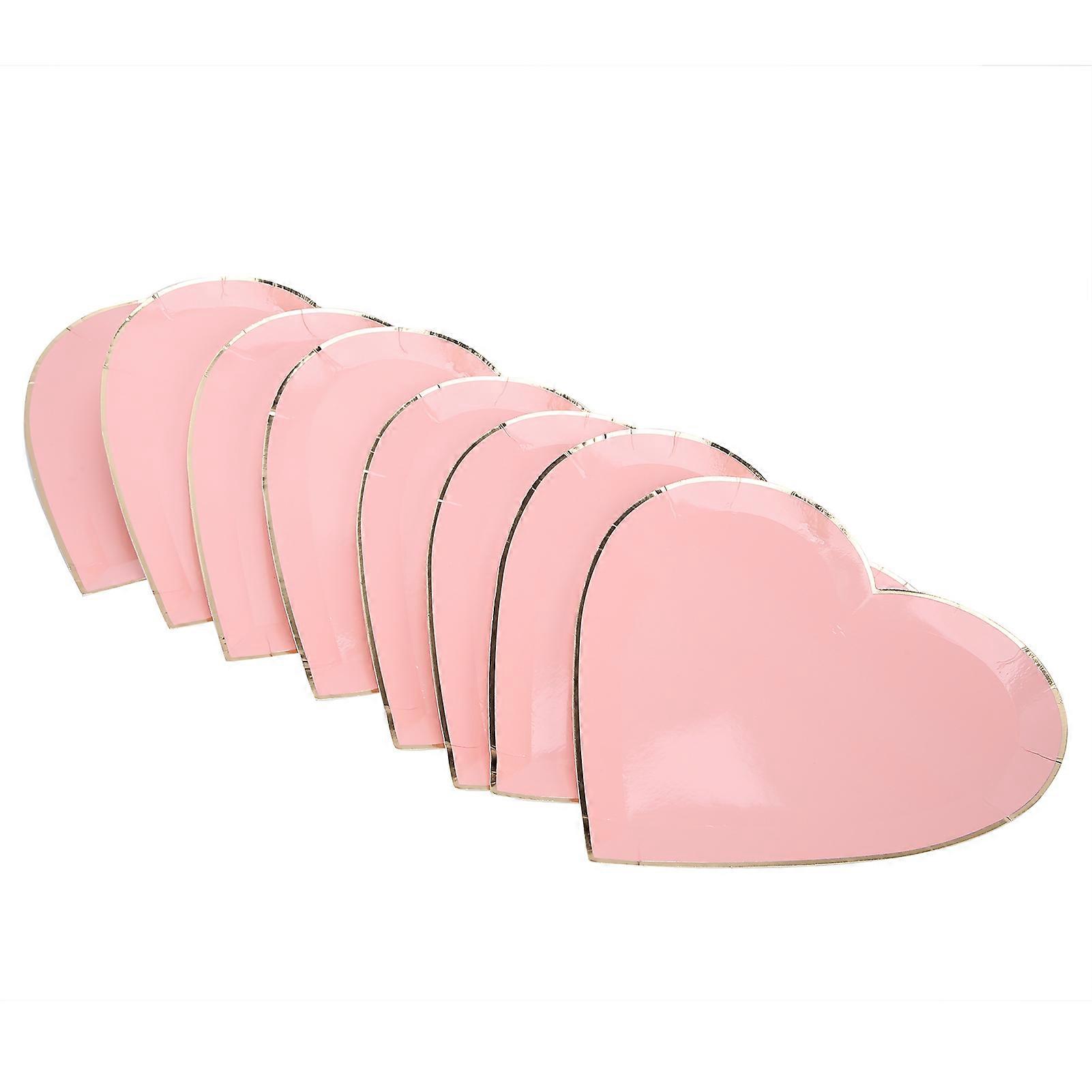 Lot de 8 assiettes en carton pour la fête des mères, la Saint-Valentin, le mariage, la décoration de table (rose)