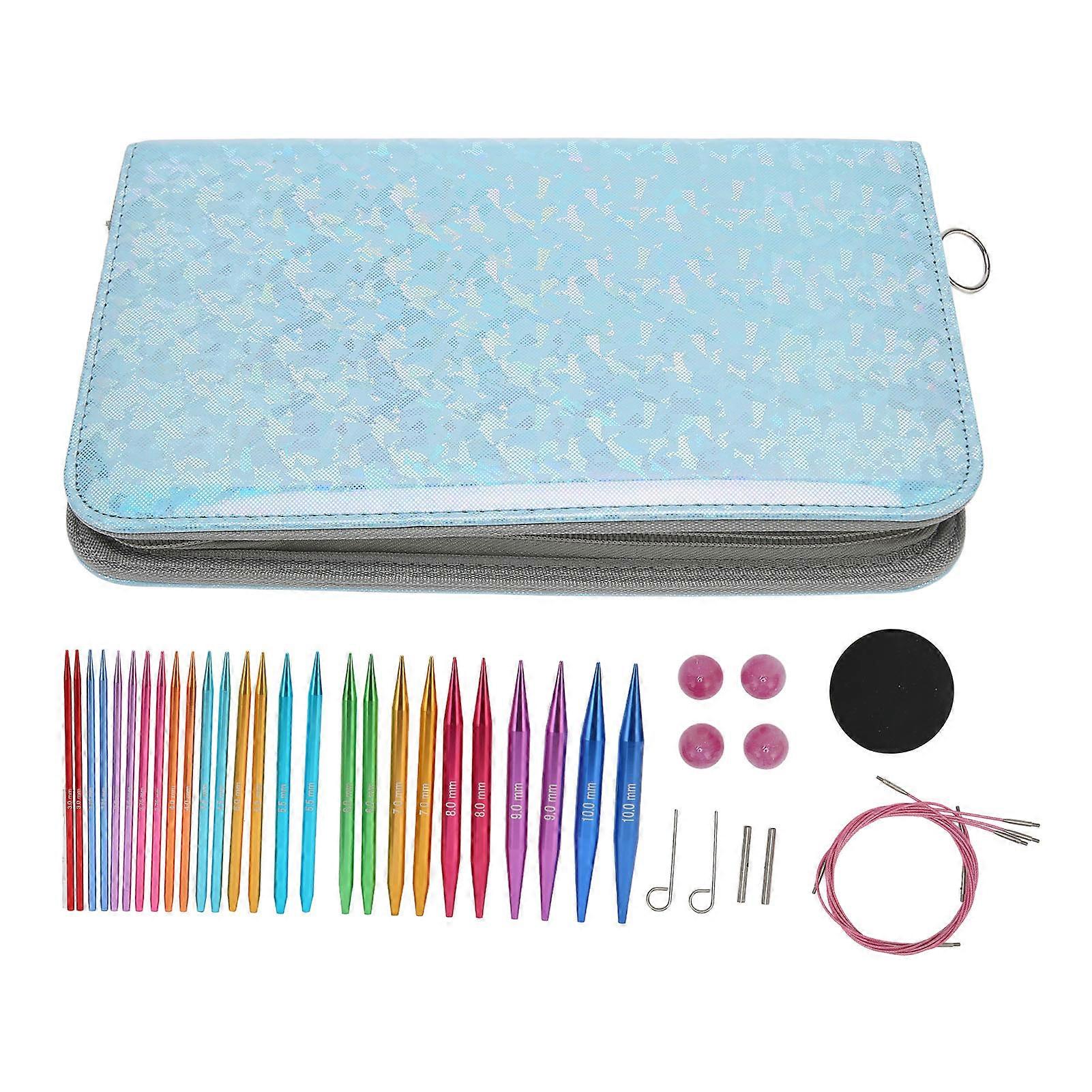 Circular Knitting Needle Set 3 To 10mm Interchangeable Smoothing Circular Needle Set With Storage Bag For Craft Projects