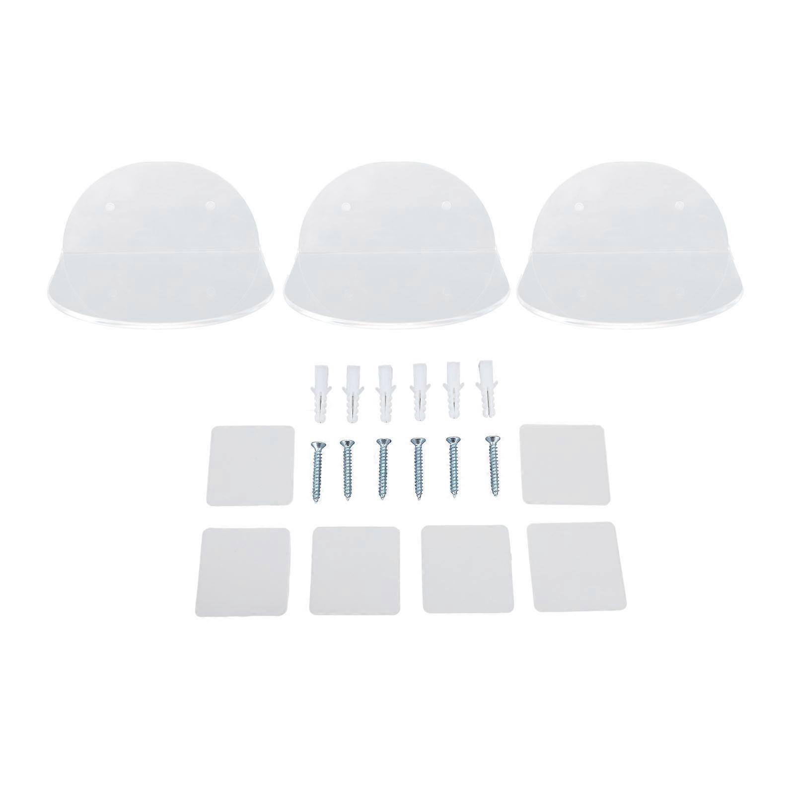 3pcs Acrylic Floating Wall Speaker Shelves Waterproof Wall Mounted Display Stand for Baby Camera Small Alarm Clock Transparent