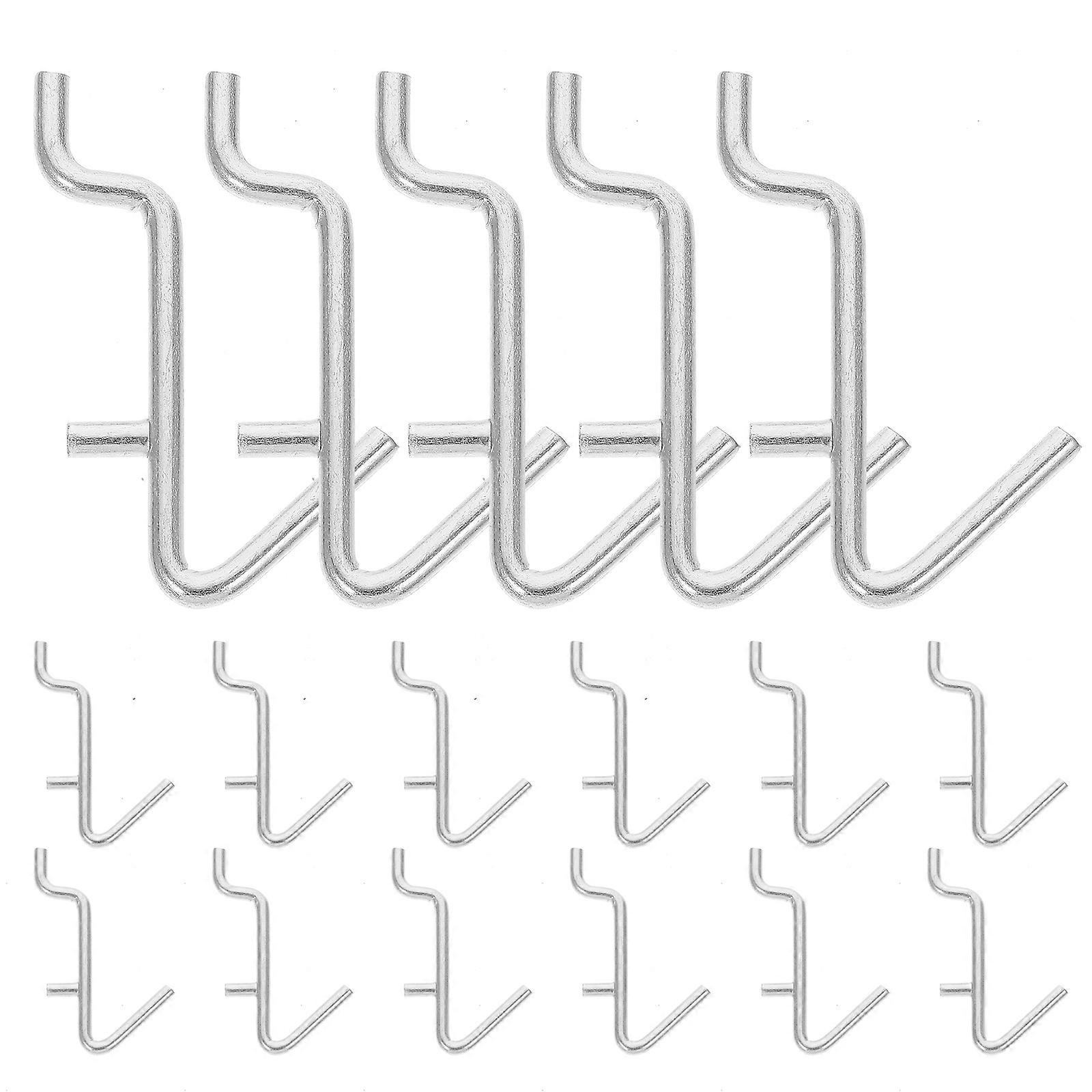 20pcs Metal Pegboard Hooks Pegboard Key Tools Hangers Small Tools Utility Display Hooks Silver