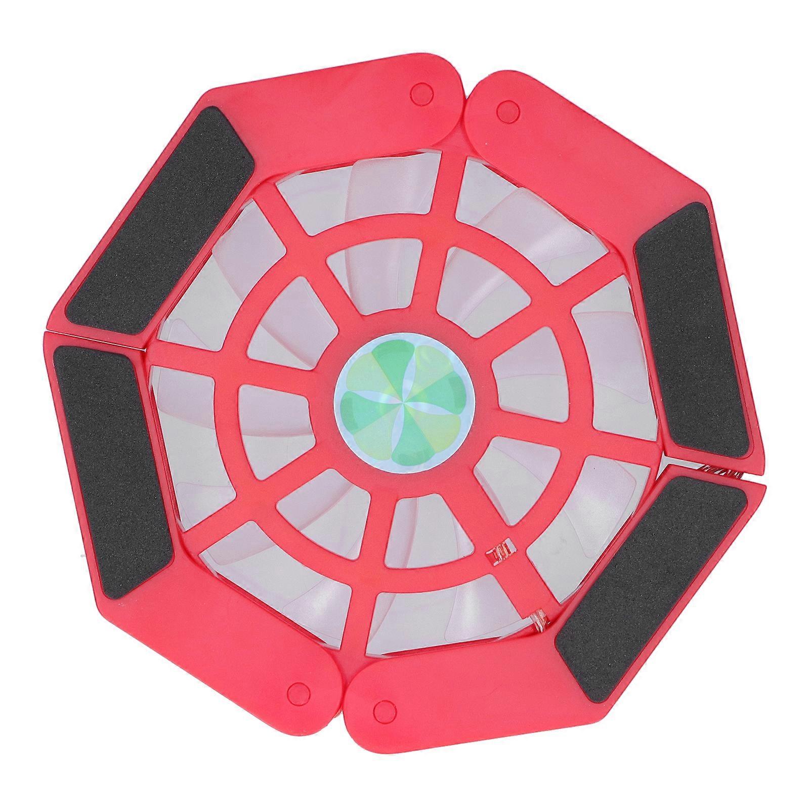 وسادة تبريد الكمبيوتر المحمول مع مروحة كبيرة مضيئة USB كمبيوتر محمول حامل قابل للطي DRS08 (أحمر)