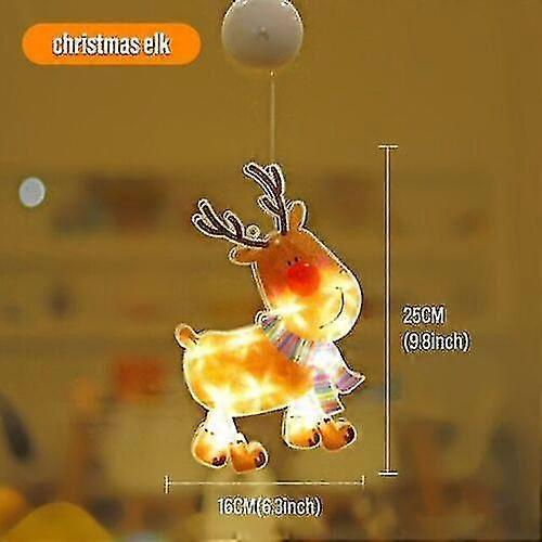 Christmas Window Hanging Led Light Xmas Ornament Suction Cup Battery Home Decor Xinda