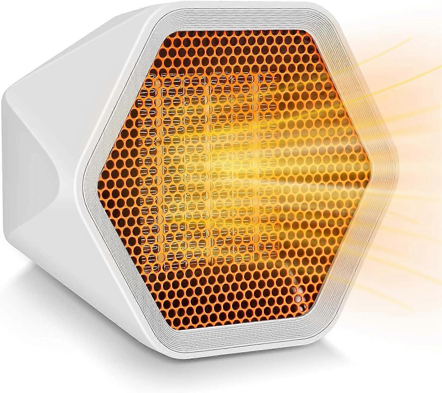 Personal space heater 1000W small space mini ceramic desktop heater can heat in a few minutes Suitable for home office floor or desktop (classic white