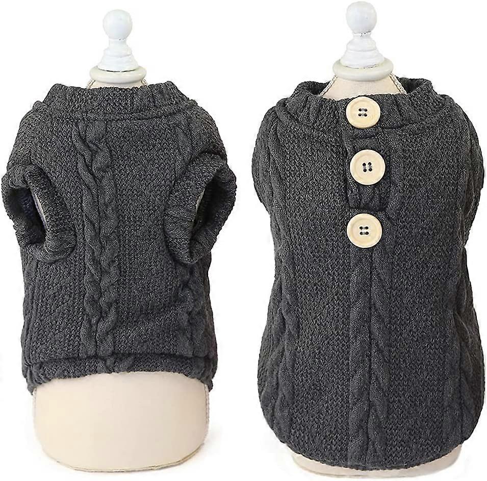 Pet winter thick warm vest with button cotton coat with buttons (S, grey) 1 pcs