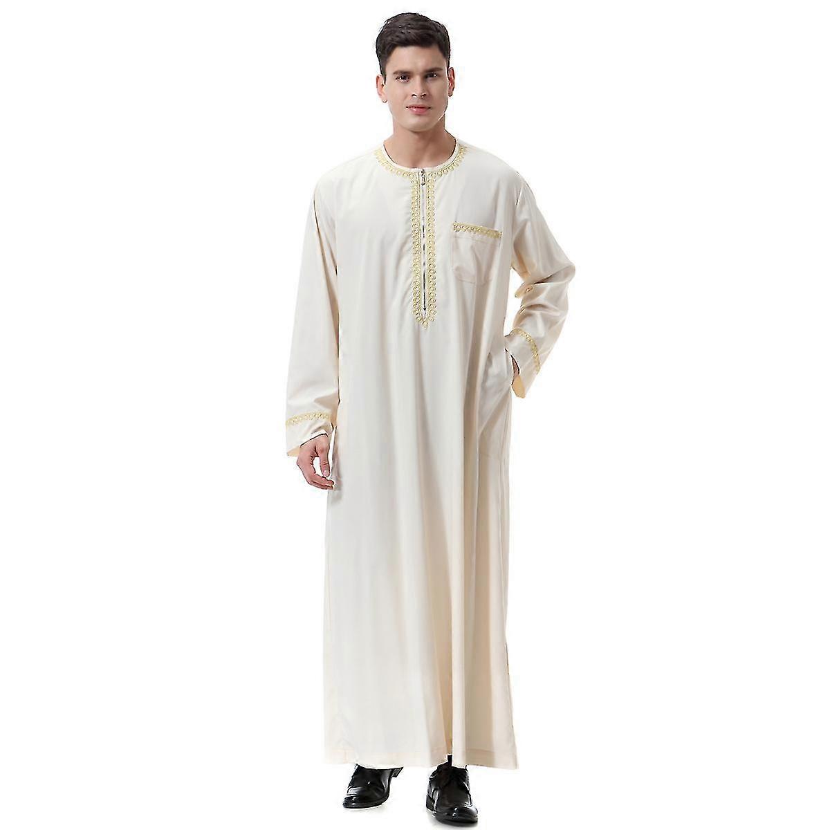 Men Saudi Long Robe Dubai Thobe Kaftan