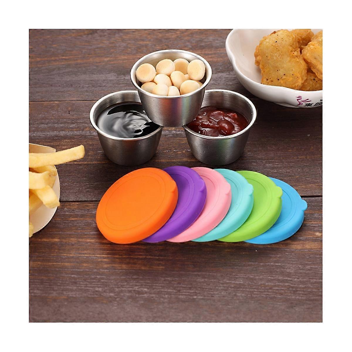 6 Pieces Stainless Steel Mixing Bowls 70Ml Diameter Metal Nesting Bowls with Colorful Airtight Lids
