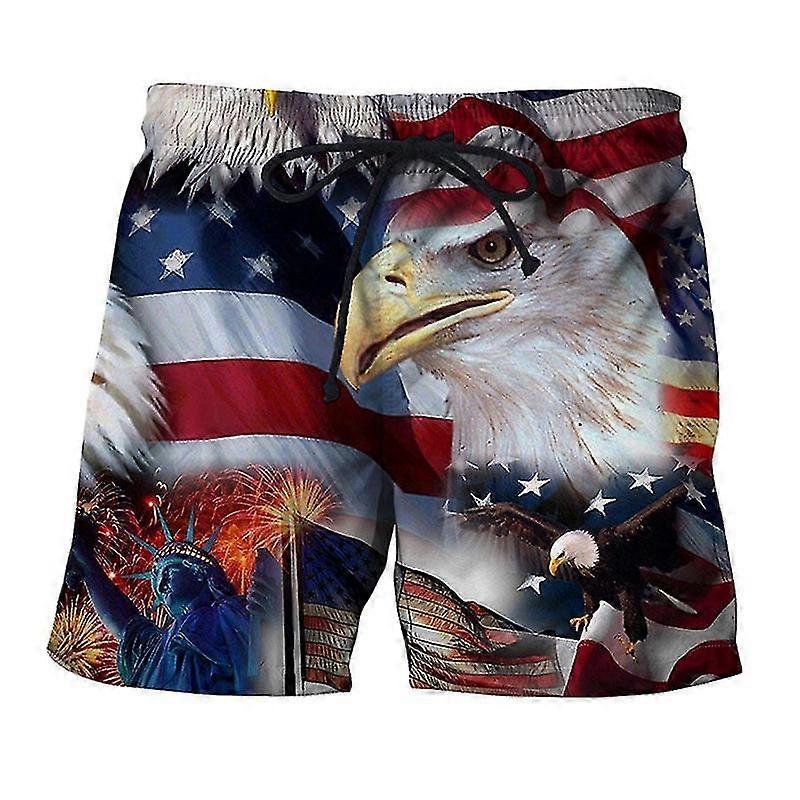 Mens Independence Day Beach Shorts Casual Workout Summer Short Pants Elastic Waisted Bottoms