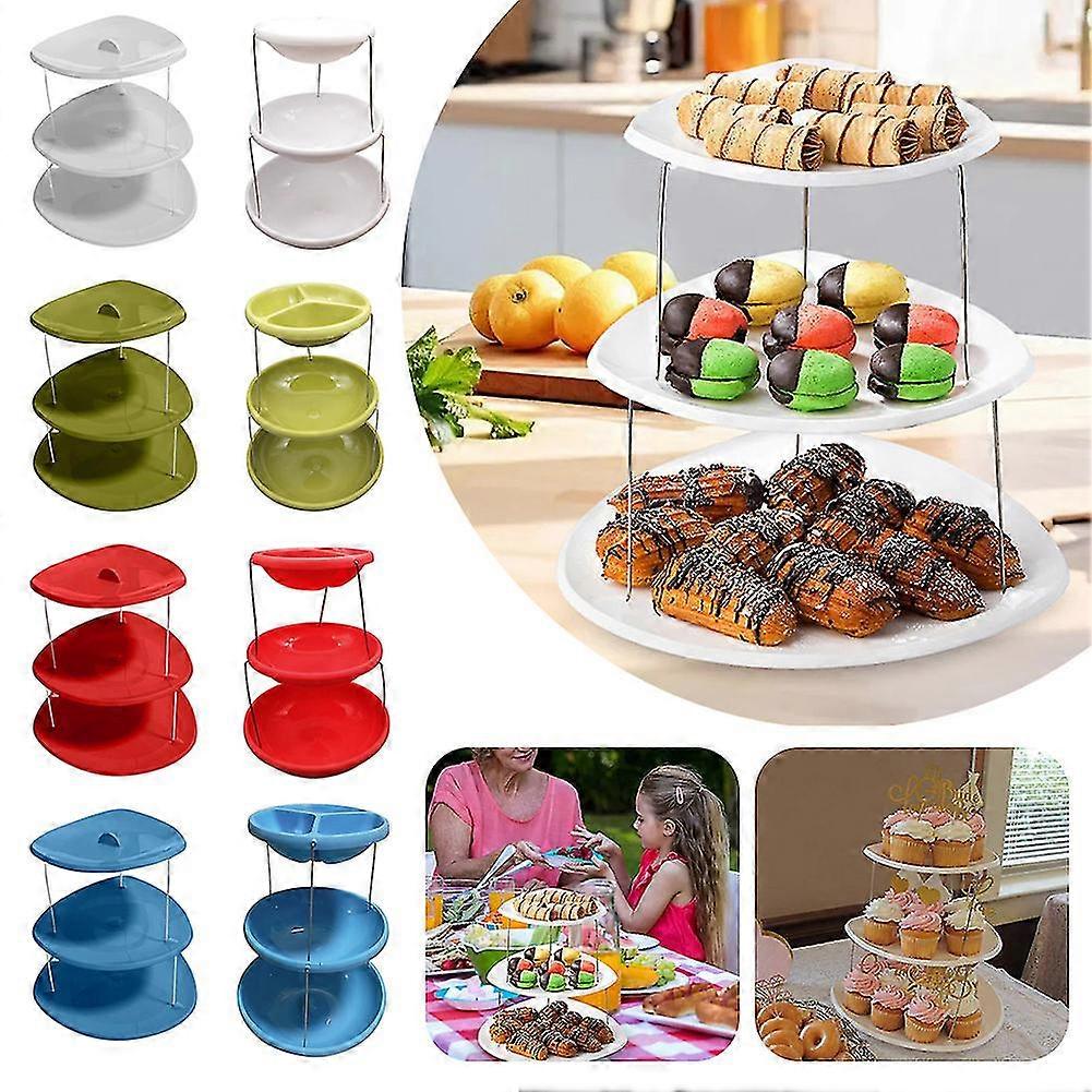 Collapsible Party Tray With 3 Tier For Fruits Stylish Space Saving Snack Rack For Parties Events