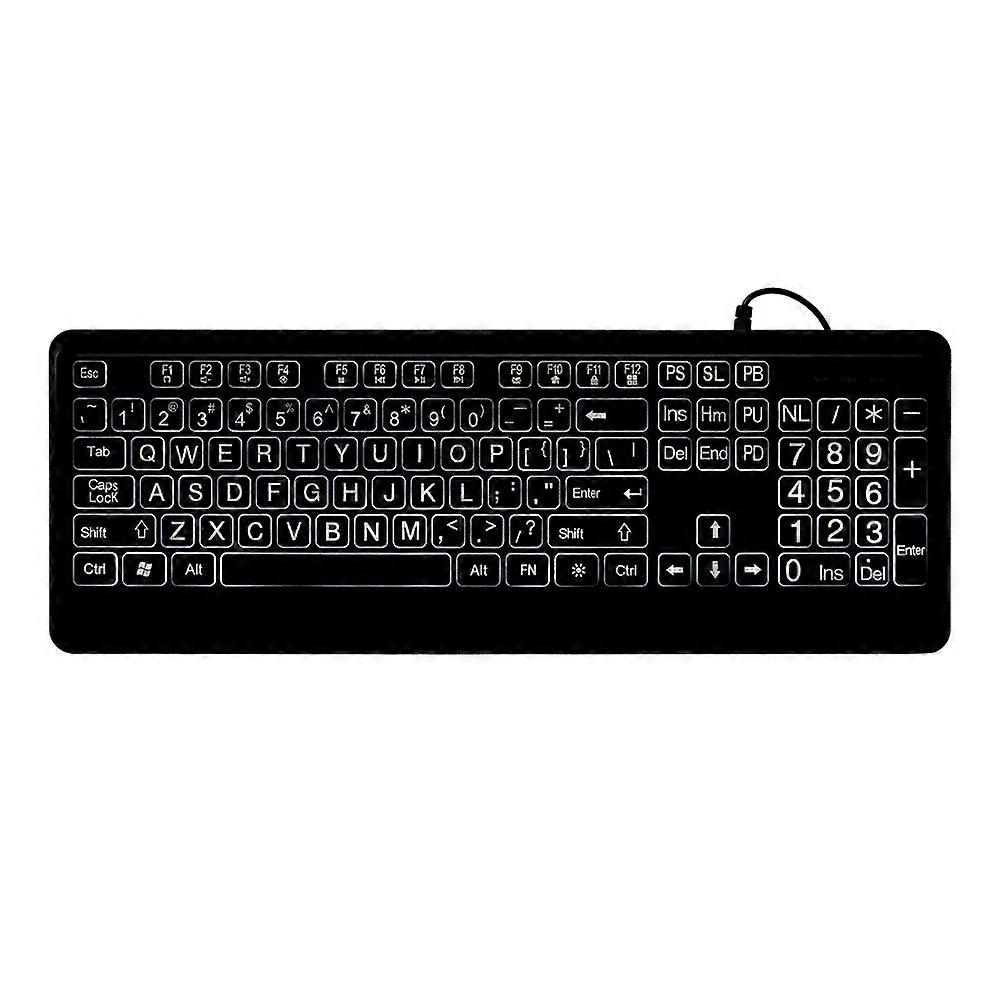 Wired Large Print Keyboard White Bold Jumbo Letters Silent Backlit Keyboard with Oversized Characters 104 Keys for The Elder and People with Bad Eye S
