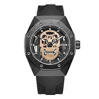 BAOGELA 1902 Schädel Leuchtende Zifferblatt Silikonarmband Quarzuhr für Männer