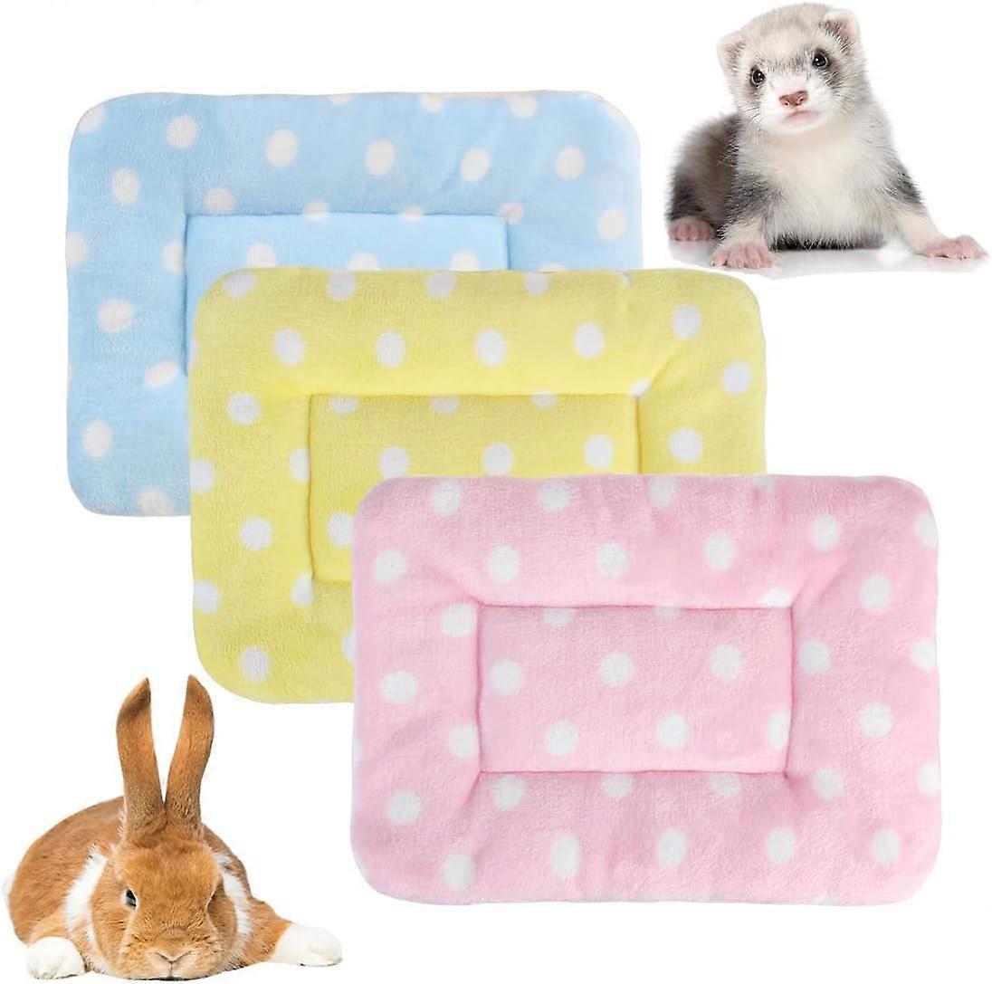 3 Pack Fleece Small Animal Bed, Warm and Fluffy Sleeping Mat for Kitten, Rabbit, Chinchilla, Squirrel, Hedgehog (Size: 48 x 30 cm),2024 Ping