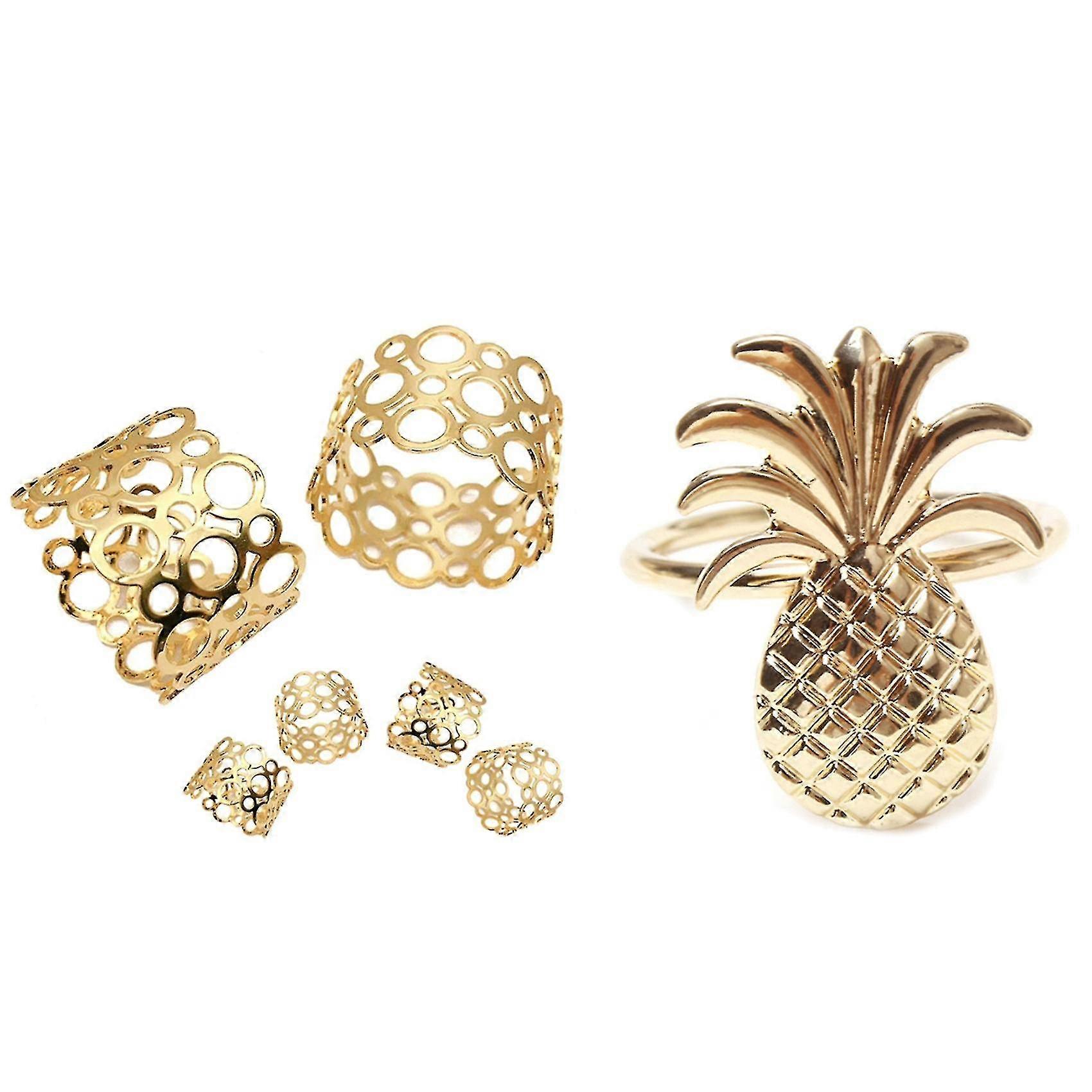 12pcs Pineapple Napkin Ring Metal Plating Napkin Ring Ring Gold