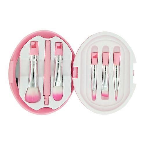 5 in 1 Eggshell Boxed Makeup Brush Set With Makeup Mirror