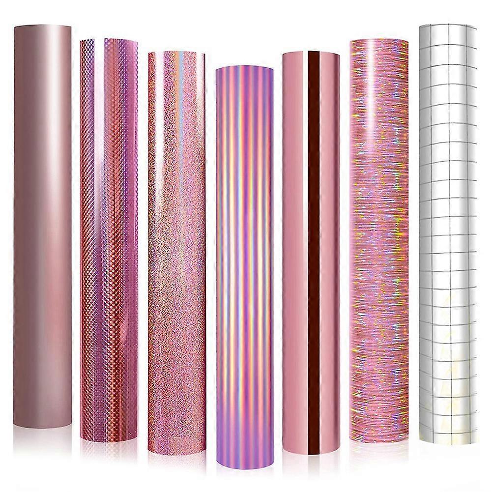 7 Sheets for DIY Decals, Holographic Adhesive Craft Vinyl for MaCHine Pattern Adhesive Vinyl