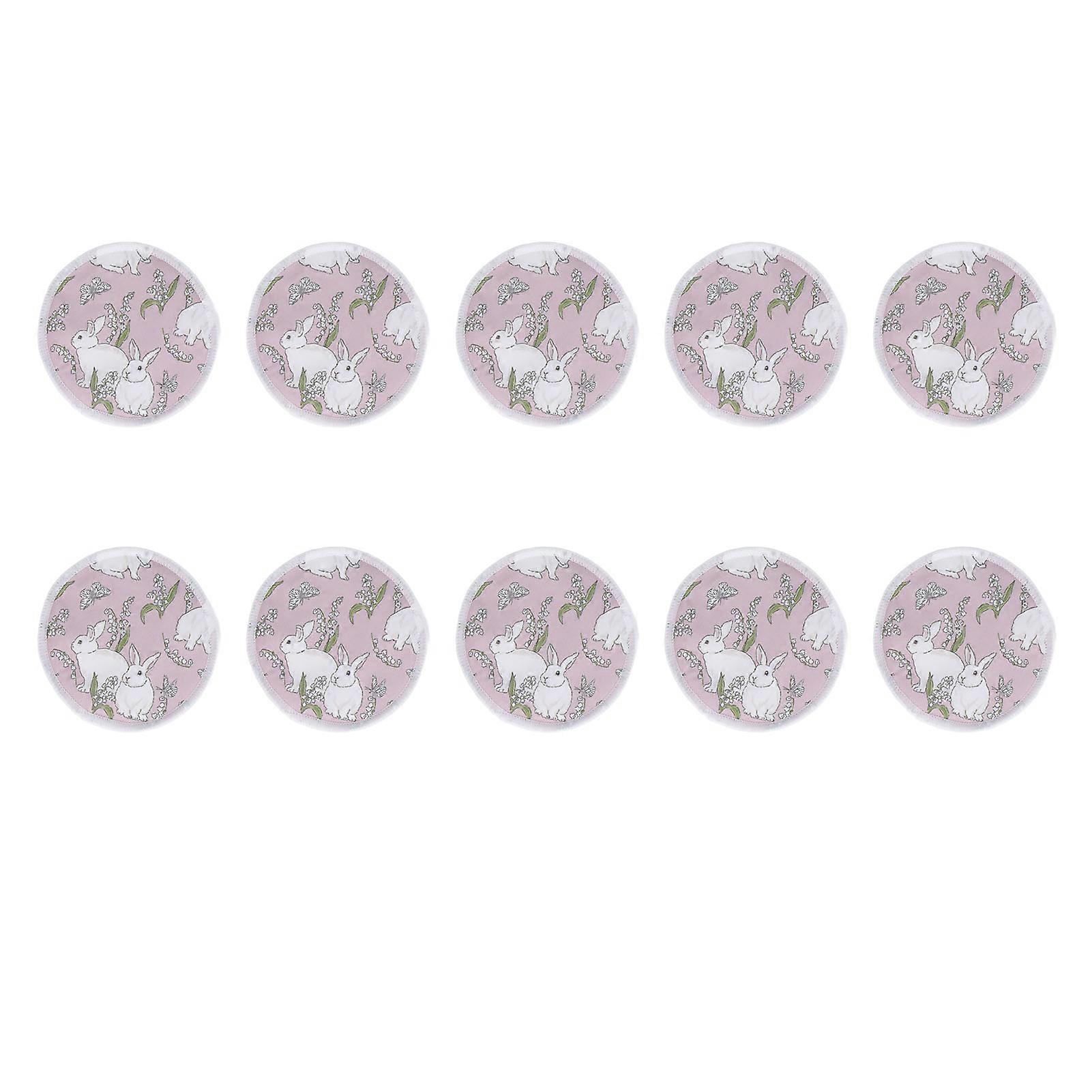 10Pcs Nursing Breast Pads Reusable Washable Breathable Comfortable Breastfeeding Nipple Pads with Storage Bag Rabbit