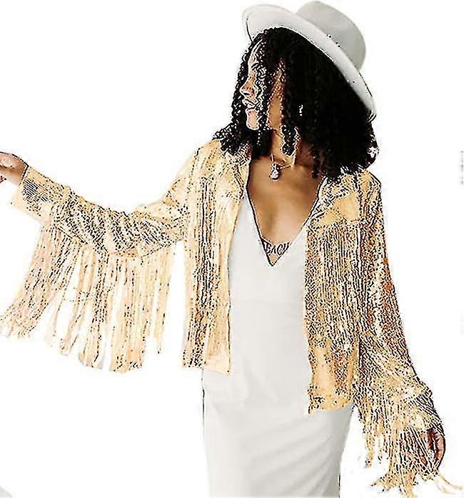 Femmes Sequin Fringe Jacket Disco Theme Country Dolly Theme Bridal Trends 2023(haoyi)-g
