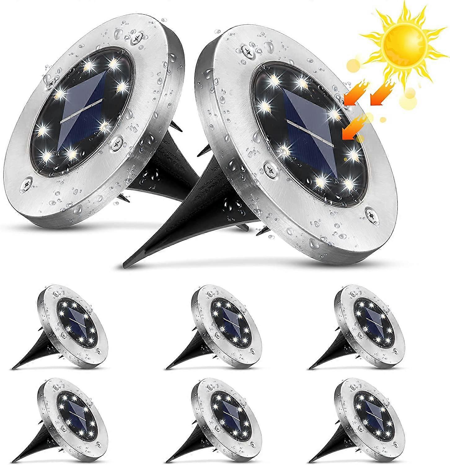 8 Pack Solar Light Outdoor, Ground Light, 8 LED Cool White