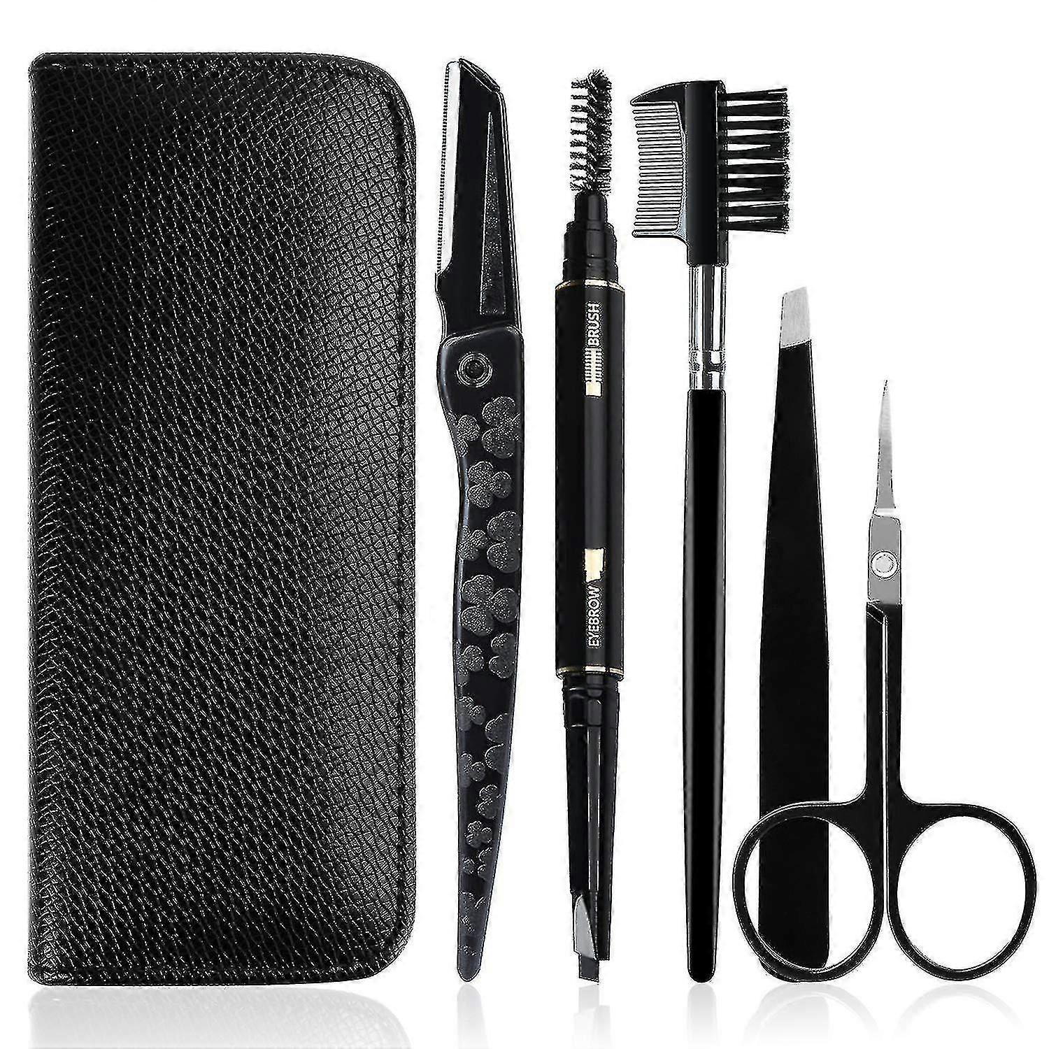 5 In 1 Eyebrow Trimming Kit All-in-one Eyebrow Trimming Tool With Leather Case