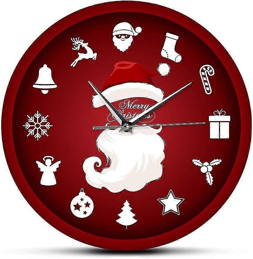 Silent Quartz Kitchen Wall Clock With Santa And Christmas Pattern
