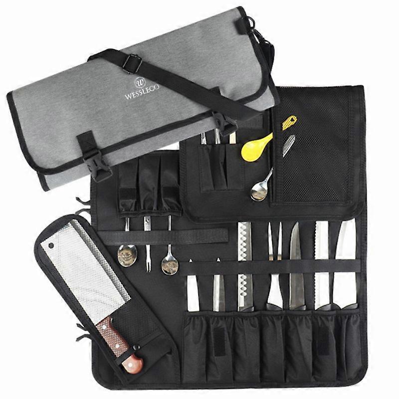 EVAGO Chef Knife Roll Bag Waterproof Material for Your Knife Steel! Our Durable Knife Carrier Includes Shoulder Strap, Handle, and Business Card Holde
