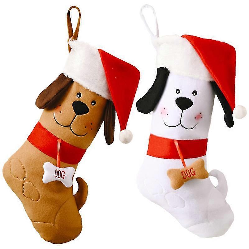 2 Pcs Candy Goodies Storage Stocking Christmas Tree Hanging Plush Stocking