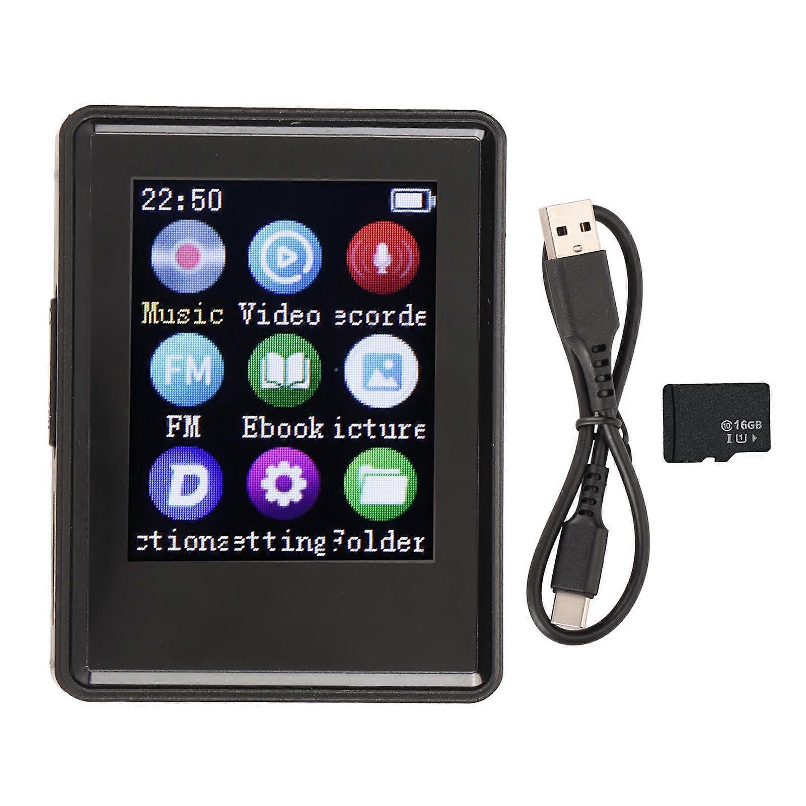 مشغل MP3 بلوتوث 5.0 1.77 بوصة شاشة HiFi FM راديو تسجيل كتاب كهربائي صور محمول MP3 MP4 مع بطاقة ذاكرة 16G
