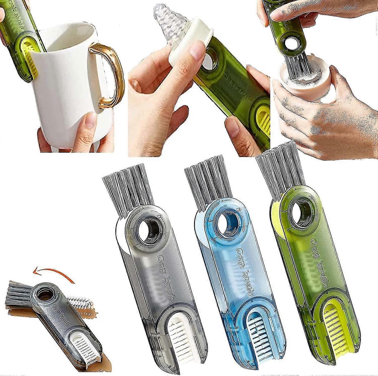 3 Pcs 3 In 1 Multipurpose Bottle Gap Cleaner Brush, Multi-functional Insulation Cup Crevice Cleaning Tools