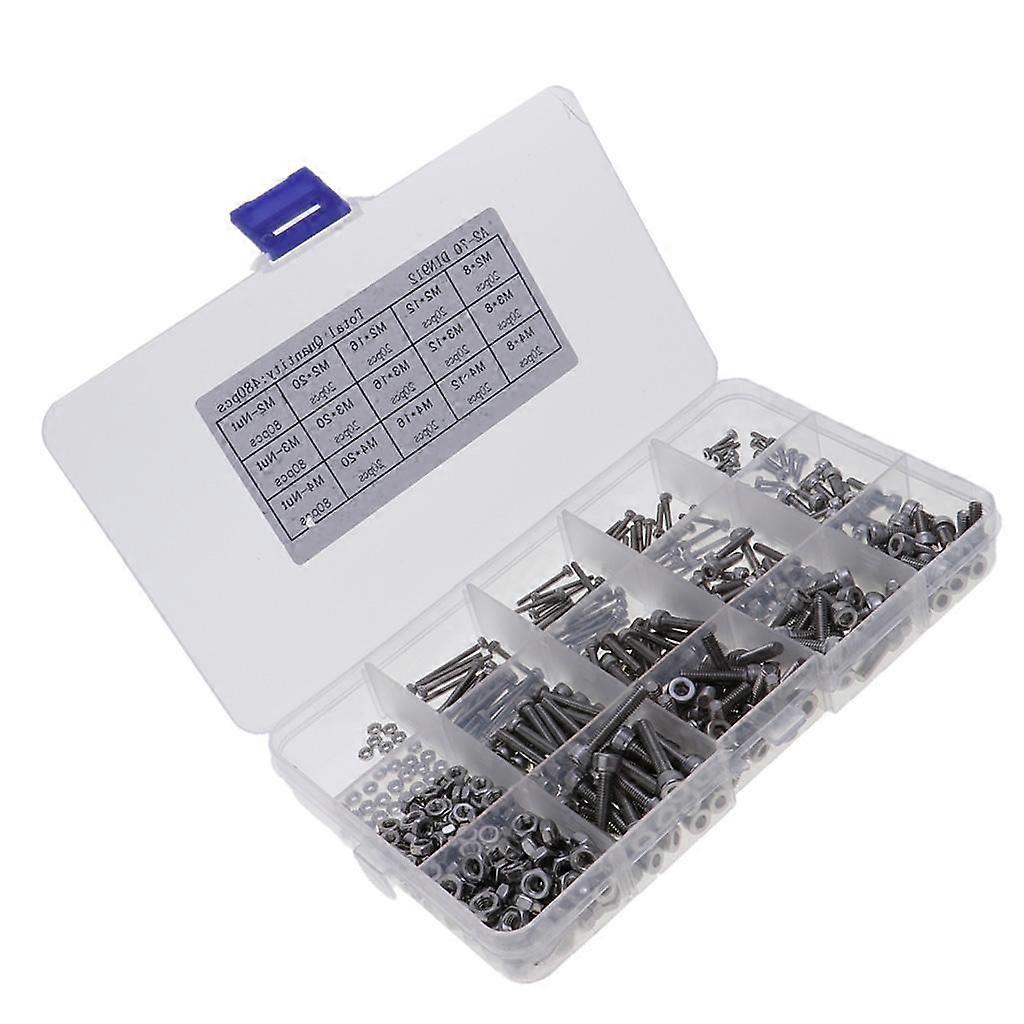480 Pieces Hexagonal Hollow Head  Set, Hexagonal Screws And Nuts, Stainless Steel