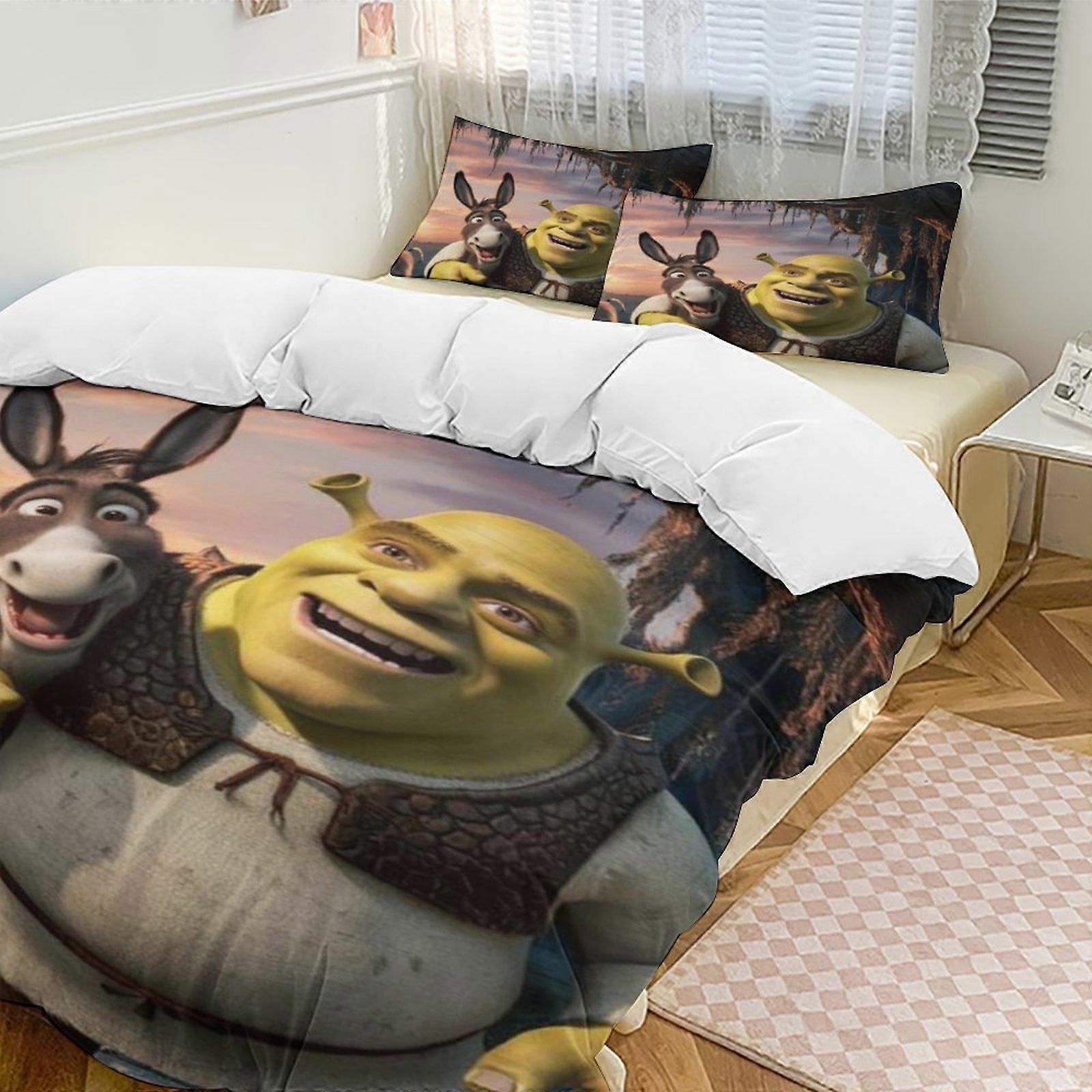 a2375 Lakan Shrek sängkläder set påslakan set tecknad tema barnrum lakan iip2375