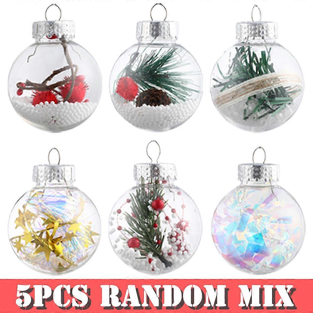 5 stk snøkule stil krystall julekuler juletre hengende ornamenter pinecone glitrende juledekorasjon navidad dekor
